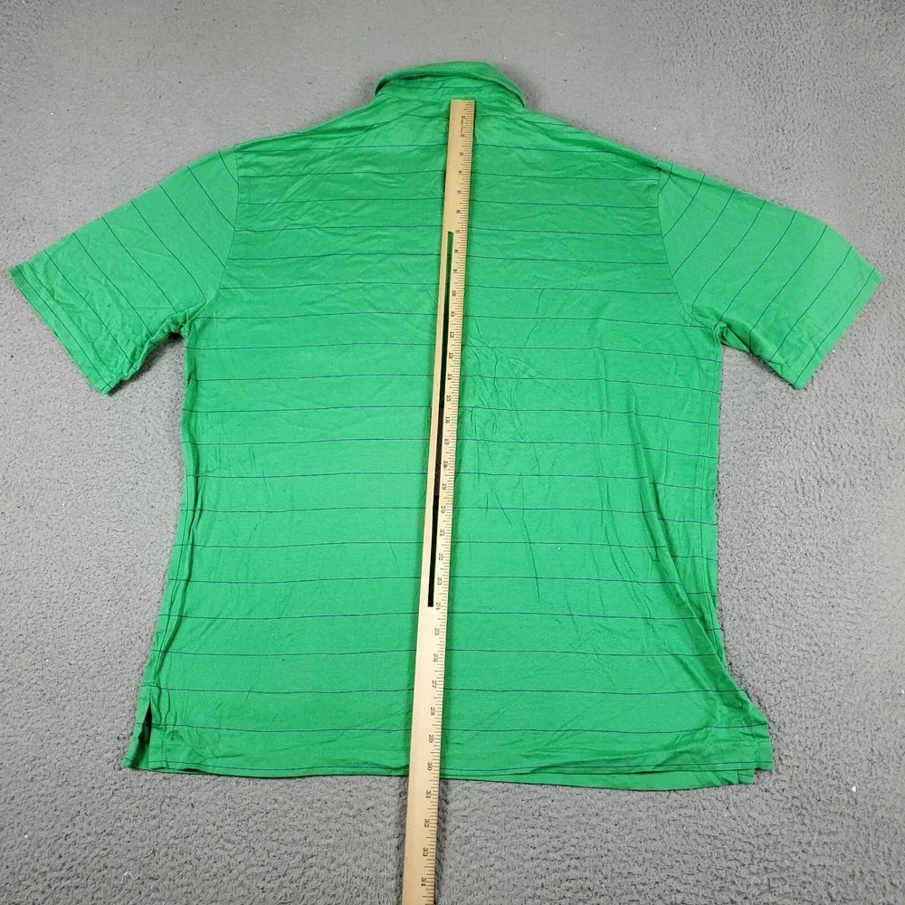Polo Golf Ralph Lauren Mens Large Green Striped Short Sleeve Pocket Polo Shirt